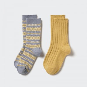 Uniqlo HEATTECH (Fair Isle, 2 Pairs) Kids' Socks Yellow US | QRJZ-60138