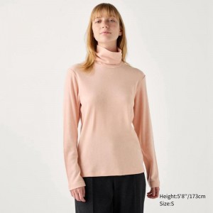 Uniqlo HEATTECH Fleece Women T-Shirts Pink US | OCEB-32906