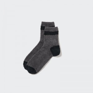 Uniqlo HEATTECH Half (Fluffy Lining) Men Socks Dark Grey US | UKGR-46357