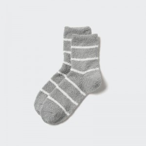 Uniqlo HEATTECH (Half Length, Fluffy) Men Socks Grey US | QBRY-50421