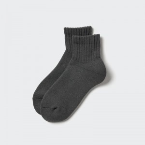 Uniqlo HEATTECH (Half Length, Pile) Men Socks Dark Grey US | BXNW-65097