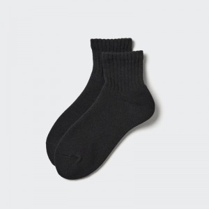 Uniqlo HEATTECH (Half Length, Pile) Men Socks Black US | RCEB-97584