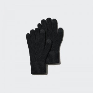 Uniqlo HEATTECH Knit Men Gloves Black US | AXWR-58420