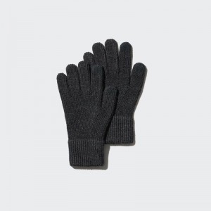 Uniqlo HEATTECH Knit Men Gloves Dark Grey US | QEIL-20167