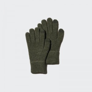 Uniqlo HEATTECH Knit Men Gloves Olive US | JGQY-09486