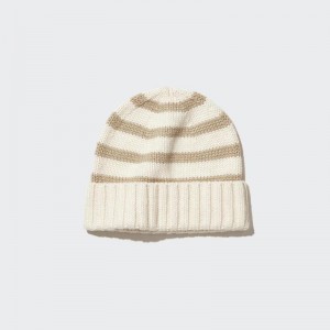 Uniqlo HEATTECH Knit (Stripe) Kids' Beanie Off White US | YNAD-96378