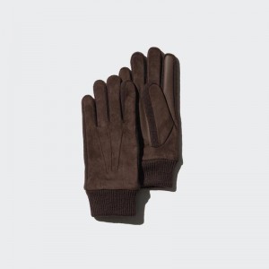 Uniqlo HEATTECH Lined Men Gloves Dark Brown US | CEPY-69085