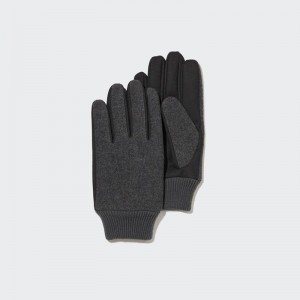 Uniqlo HEATTECH Lined Tweed Men Gloves Grey US | LQOZ-45637