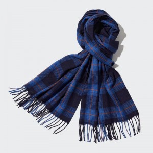 Uniqlo HEATTECH Patterned Men Scarf Blue US | IEKO-28463