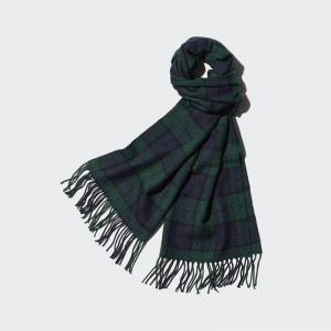 Uniqlo HEATTECH (Patterned) Men Scarf Dark Green US | WMNL-34216