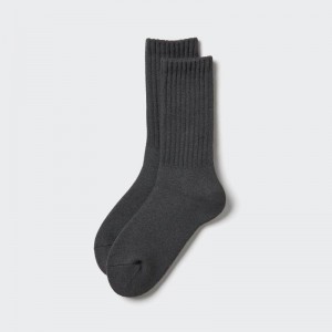 Uniqlo HEATTECH (Pile) Men Socks Dark Grey US | CQBE-58163