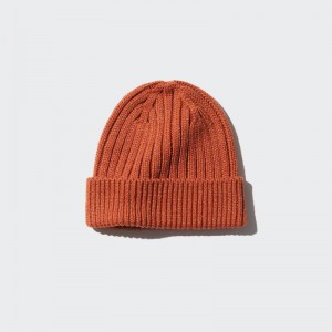 Uniqlo HEATTECH Ribbed Beanie Men Beanie Orange US | TRDG-78360