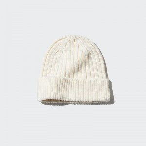 Uniqlo HEATTECH Ribbed Beanie Men Beanie Off White US | ILPH-26591