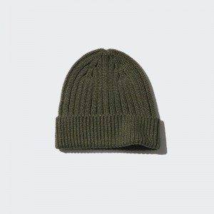 Uniqlo HEATTECH Ribbed Beanie Men Beanie Olive US | TXCD-79102