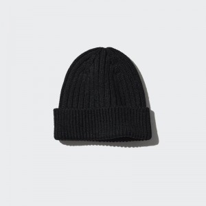 Uniqlo HEATTECH Ribbed Beanie Men Beanie Black US | GEBF-19502