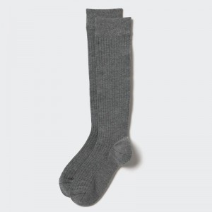 Uniqlo HEATTECH (Ribbed, Knee High) Men Socks Dark Grey US | UDBJ-21796