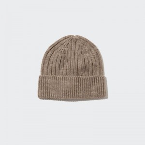 Uniqlo HEATTECH (Ribbed) Men Beanie Beige US | GHQI-71548