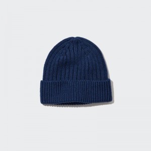 Uniqlo HEATTECH (Ribbed) Men Beanie Blue US | NJUL-82617