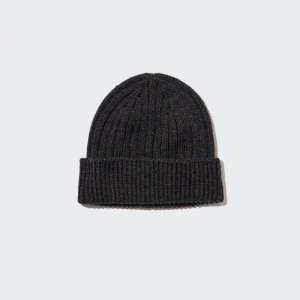 Uniqlo HEATTECH (Ribbed) Men Beanie Dark Grey US | XRDP-90857