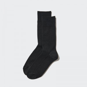 Uniqlo HEATTECH (Ribbed) Men Socks Black US | VKFH-86459