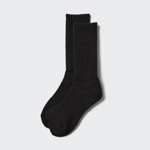 Uniqlo HEATTECH (Ribbed Pile) Women Socks Tights Black US | LMUH-29047