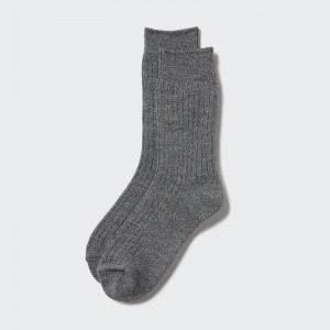 Uniqlo HEATTECH (Ribbed) Women Socks Tights Grey US | FUTA-64821