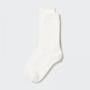 Uniqlo HEATTECH (Ribbed) Women Socks Tights Off White US | CWPQ-23490