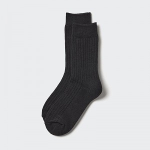 Uniqlo HEATTECH (Ribbed) Women Socks Tights Black US | WPBA-71902