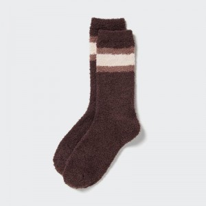 Uniqlo HEATTECH Soft Fluffy Thermal Women Socks Tights Dark Brown US | ZOTI-65407