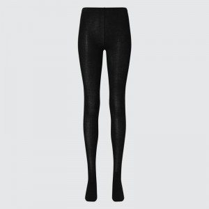 Uniqlo HEATTECH Tights (Knit) Women Socks Tights Black US | FQMY-59326