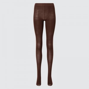 Uniqlo HEATTECH Tights Women Socks Tights Brown US | MPCZ-89416