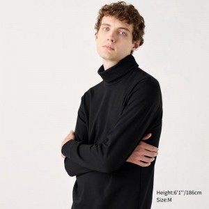 Uniqlo HEATTECH Ultra Warm Men Turtleneck Tops Black US | FBSR-06295