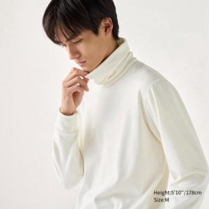 Uniqlo HEATTECH Ultra Warm Men Turtleneck Tops Off White US | MAIR-84976