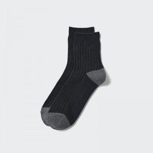 Uniqlo Half (Colour Block) Men Socks Black US | NUDE-92314