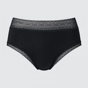 Uniqlo High Rise (Lace) Women Briefs Black US | QJFR-56027