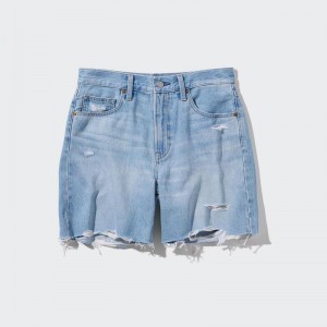 Uniqlo High Risegy Denim Women Shorts Blue US | JPIB-13842