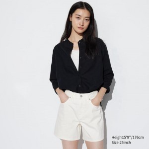 Uniqlo High Risegy Denim Women Shorts Natural US | GYLJ-06519