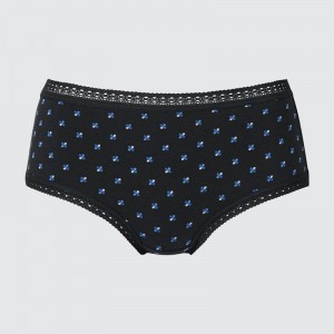 Uniqlo Hiphugger (Flowers) Women Briefs Black US | YZRV-78506