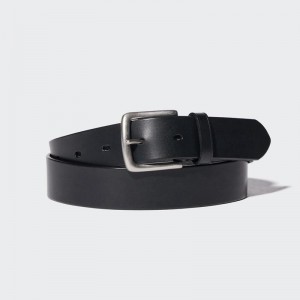 Uniqlo Italian Oiled Leather Men Belt Black US | QPXO-93648