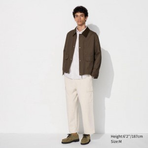 Uniqlo Jersey Easy Cargo Men Trousers Off White US | USOW-21547