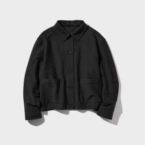 Uniqlo Jersey Relaxed Women Jackets Black US | FOQW-43215