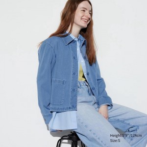 Uniqlo Jersey Relaxed Women Jackets Blue US | FSZA-41507