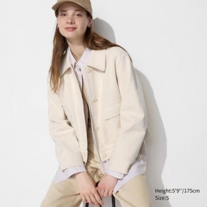 Uniqlo Jersey Relaxed Women Jackets Natural US | IQZN-72085