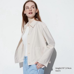 Uniqlo Jersey Relaxed Women Jackets Natural US | LSQP-69315