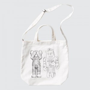 Uniqlo KAWS + Warhol UT 2-Way Tote Women Tote Bag Off White US | WELN-63547