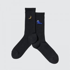 Uniqlo KAWS + Warhol UT Women Socks Tights Black US | LOZV-25086