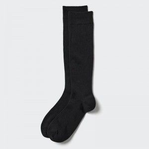 Uniqlo Knee High (Wide Ribbed) Men Socks Black US | TWIX-17486