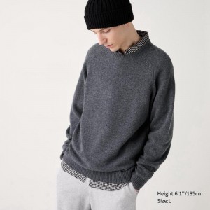 Uniqlo Lambswool Crew Neck Men Jumper Grey US | MOCR-42859