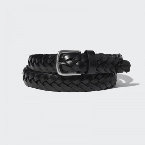 Uniqlo Leather Mesh (Wide) Men Belt Black US | SCJX-96843