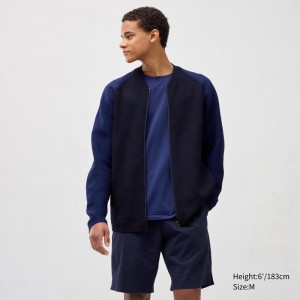 Uniqlo Light Knit Full-Zip Men Jackets Navy US | JOGI-27458